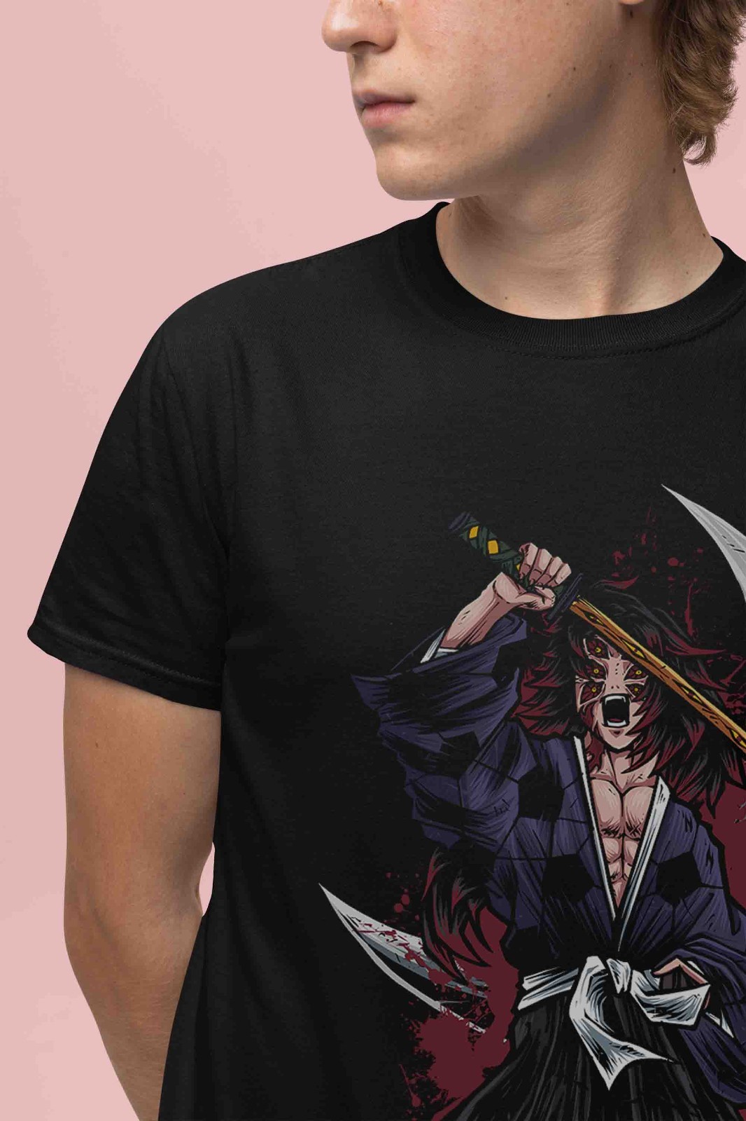 Demon Slayer Shirt Kokushibo Upper Moon 1 T-Shirt Tanjiro KNY Anime Muzan Tee gallery