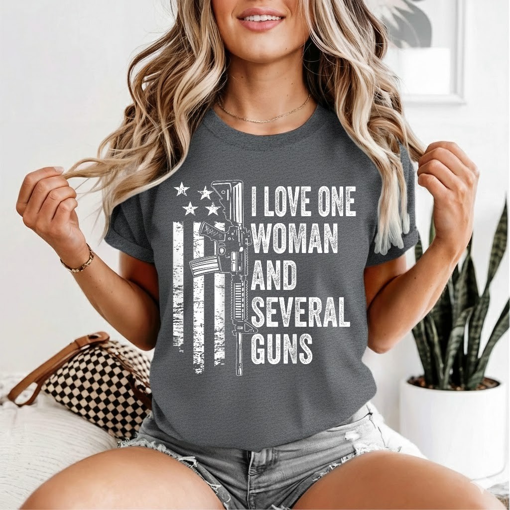 I Love One Woman And Several Guns - Husband Funny Mens Gun T-Shirt gallery