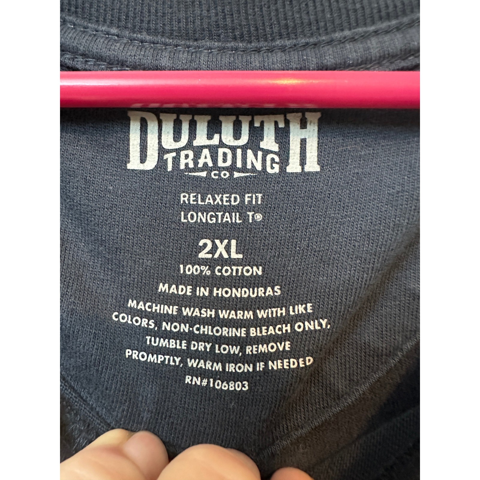 Duluth Trading Co Mens 2XL Relaxed Fit Longtail T Shirt Navy Blue Cotton Tee gallery