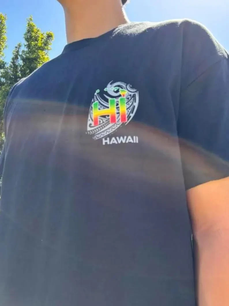 Hawaiian Rasta Tribal Design Premium Graphic Tee Men Cotton T-Shirt gallery