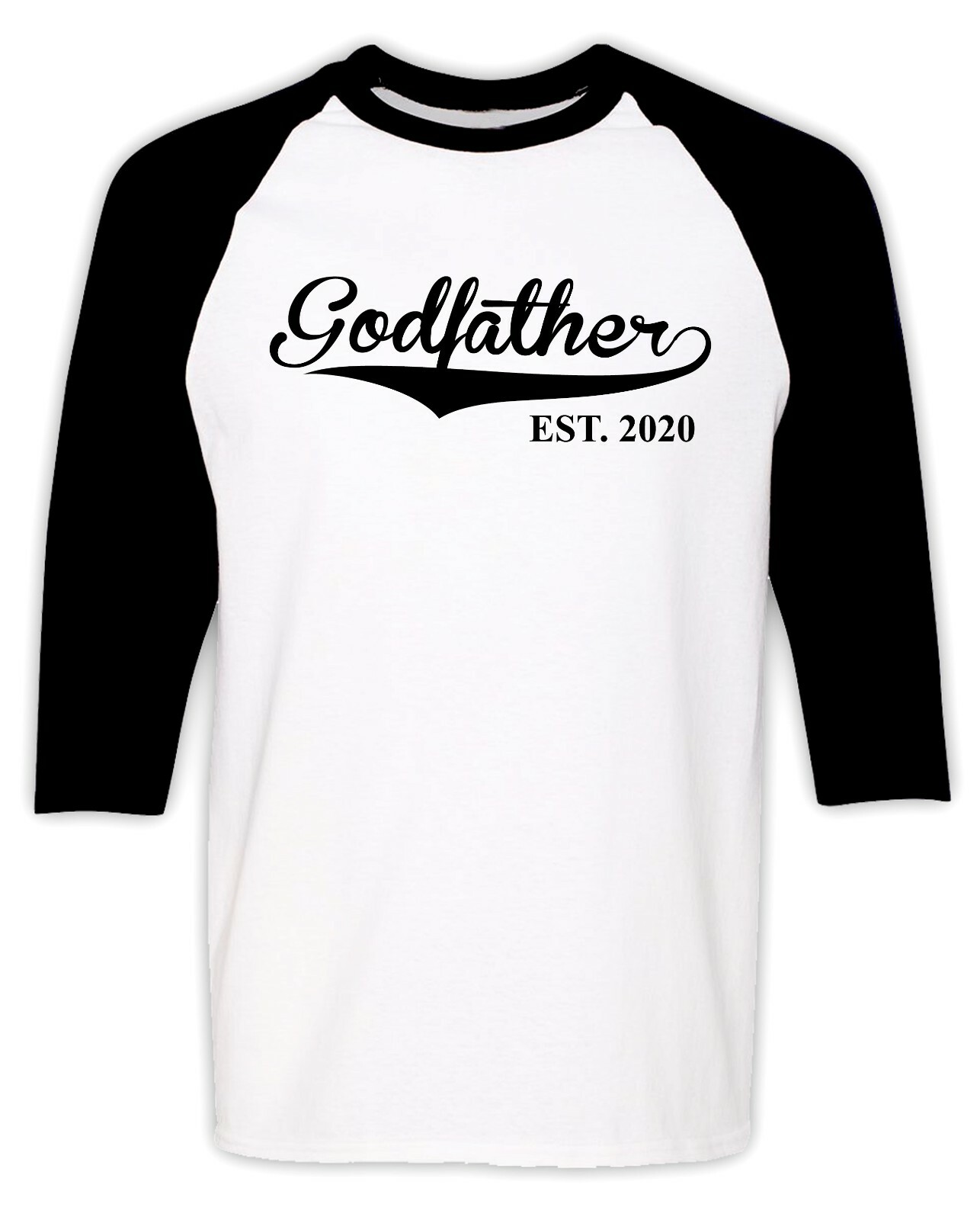 Godfather EST. 2020 Raglan Baseball T-shirt Fathers Day Christmas Gift New Papa