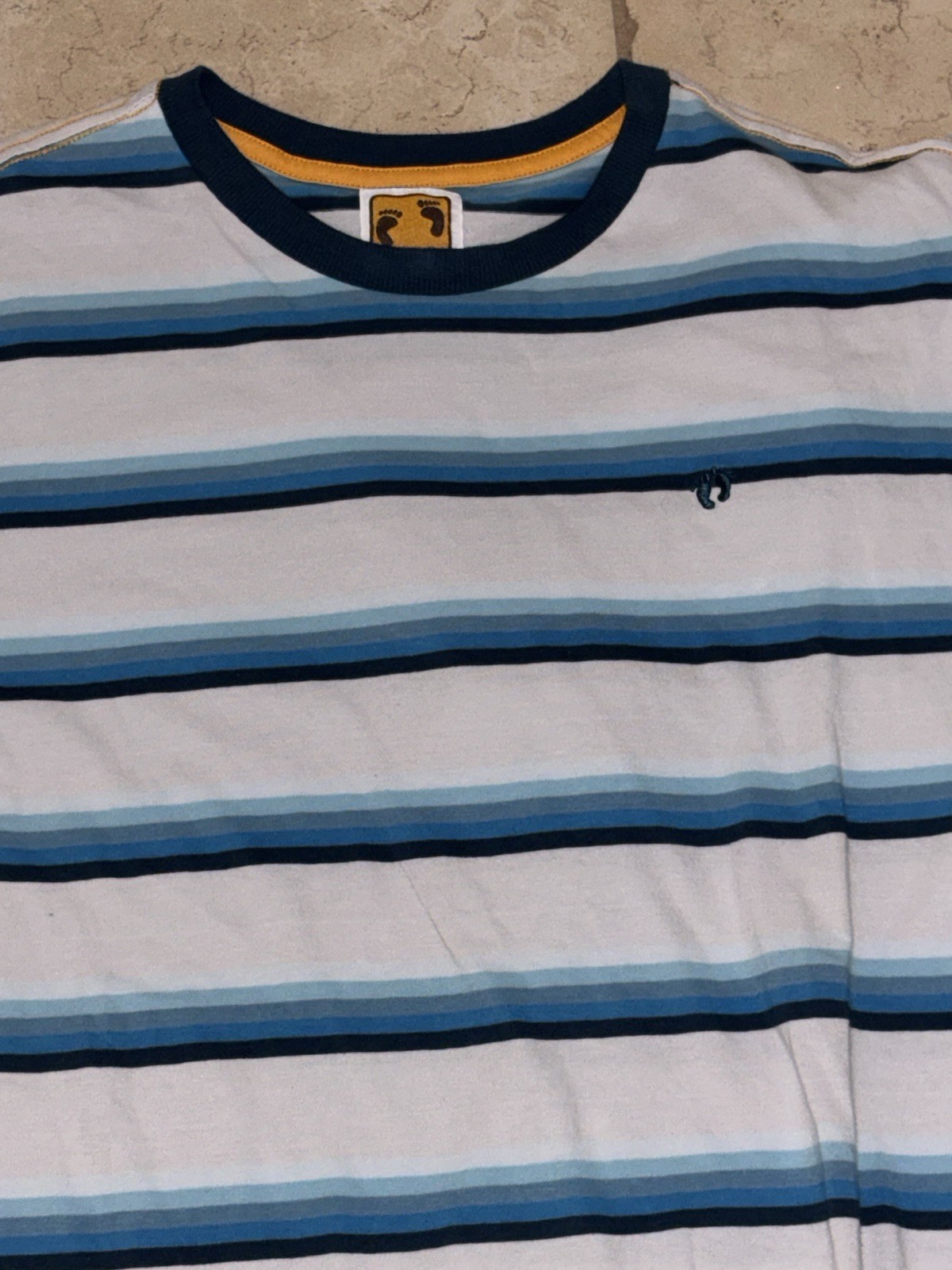 2 - Men’s Hang Ten Striped SS Shirts In Gray W/blue & Cream w/ Brown In Size S gallery