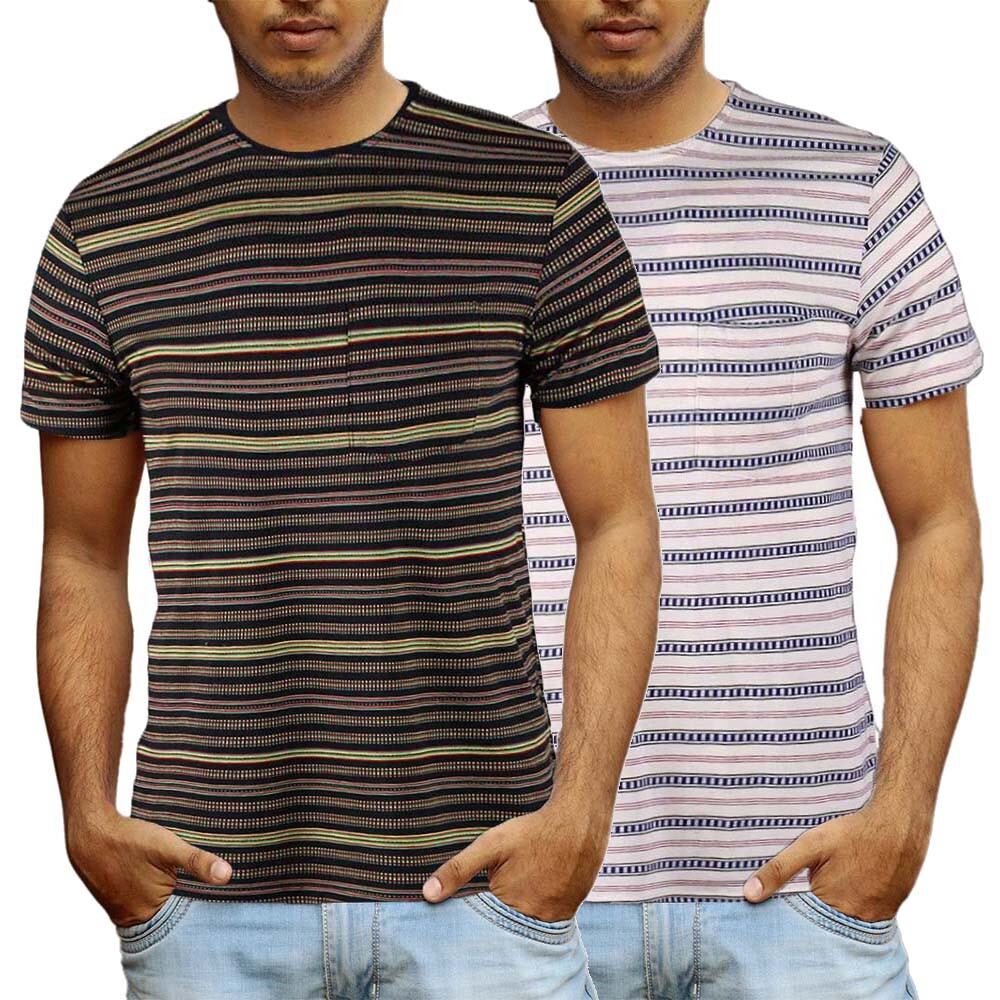 Beautiful Giant Men’s Casual Striped Basic Crew Neck Short Sleeve T-shirt