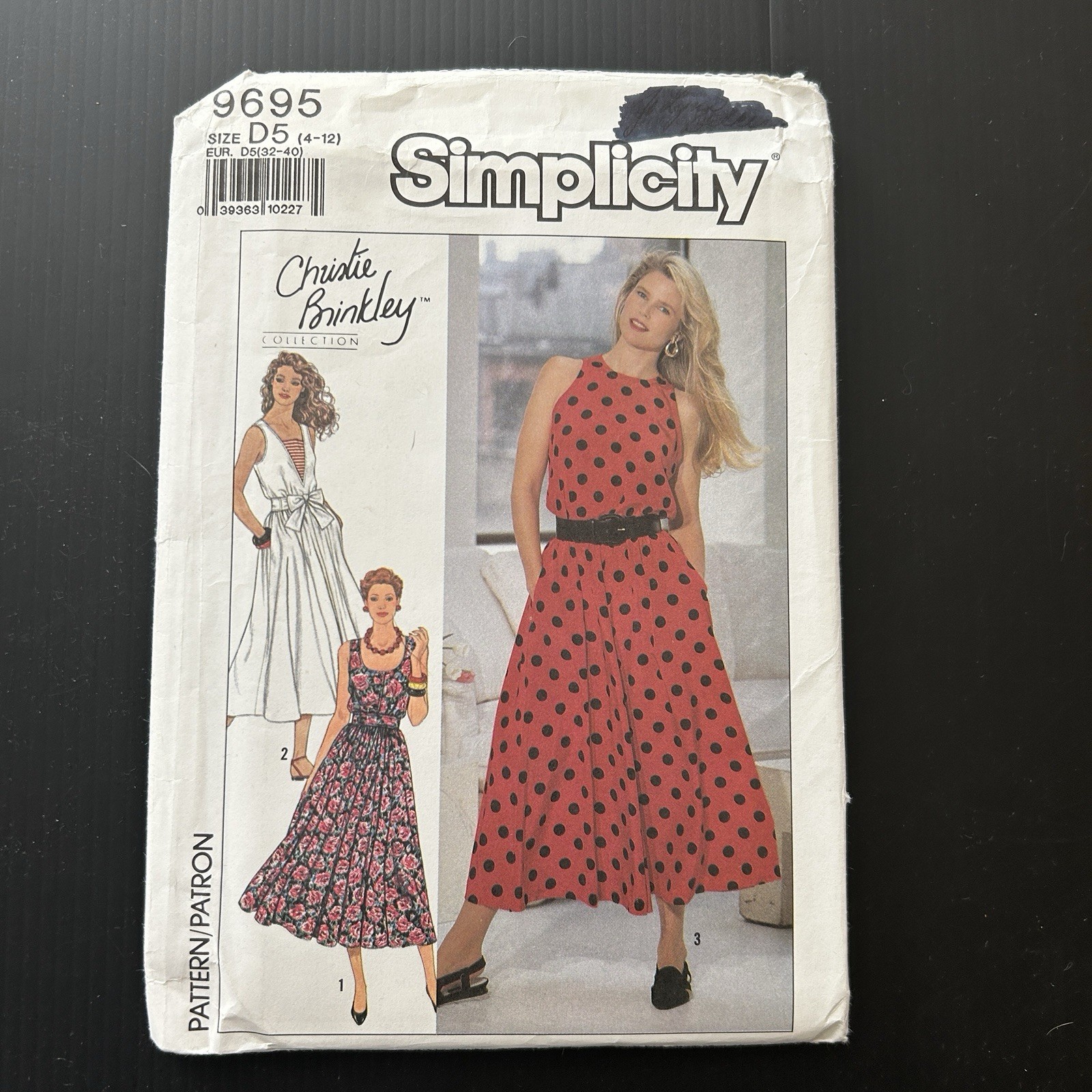 Vintage Simplicity 9695 Sewing Pattern Uncut Christie Brinkley Dress Size D5