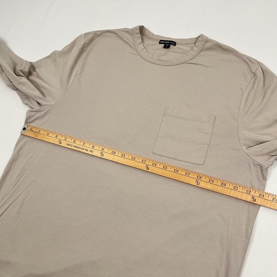 James Perse Men XL (4) Beige Long Sleeve Pocket Cotton Crew Casual Made in Japan gallery