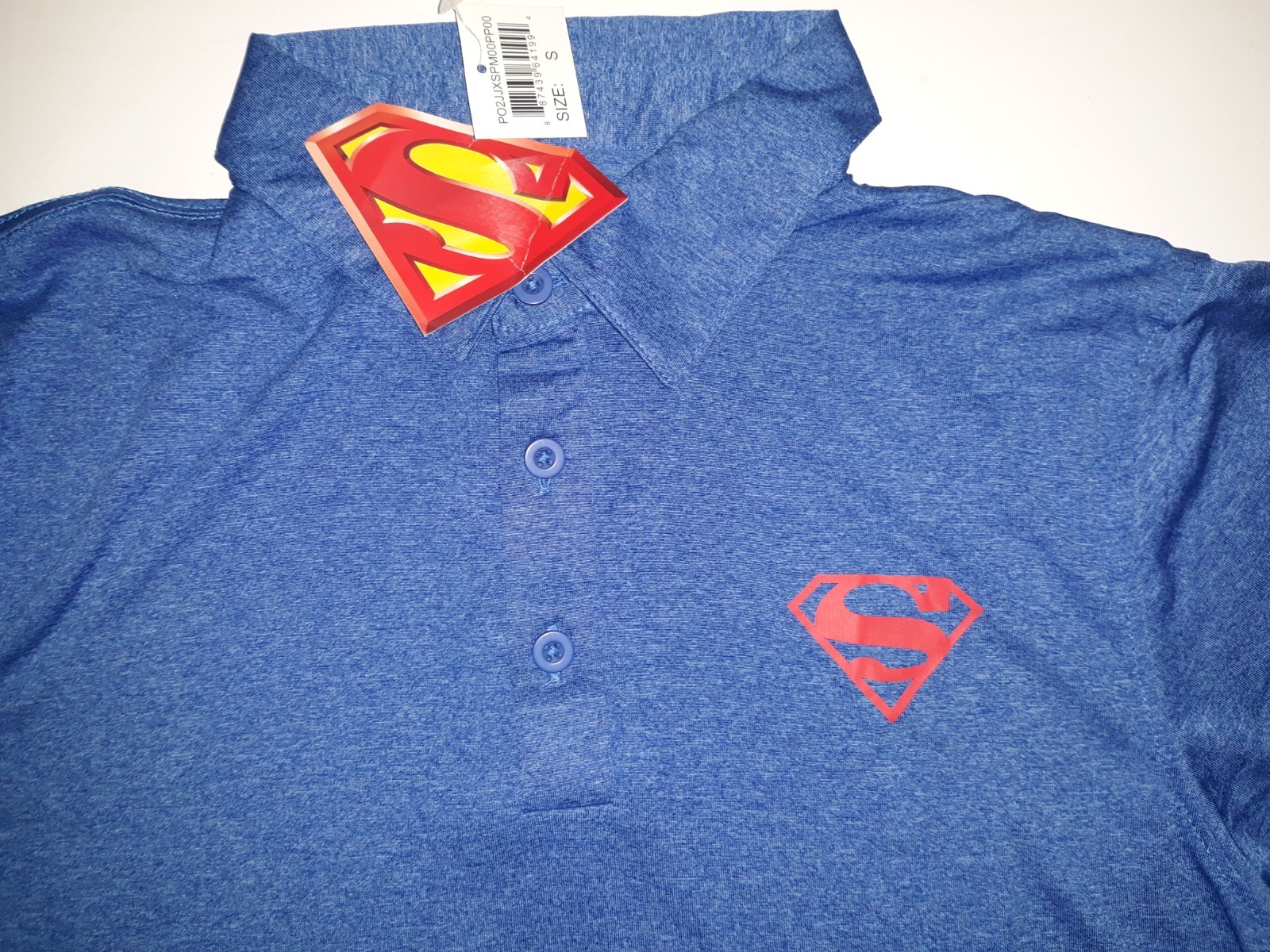 Superman Polo Shirt Blue Men's SMALL DC Comics Button Logo Poly NEW gallery