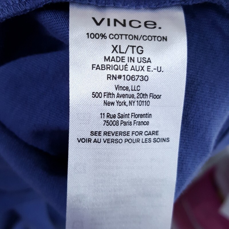 VINCE Shirt Mens XL Blue Pullover Crew Short Sleeve 100% Cotton T-Shirt Tee gallery