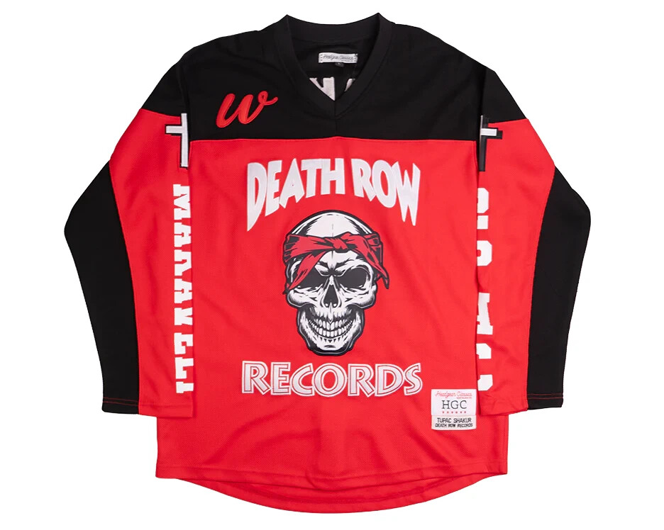 Death Row Records Tupac Shakur Red Black Hockey Jersey by Headgear Classics
