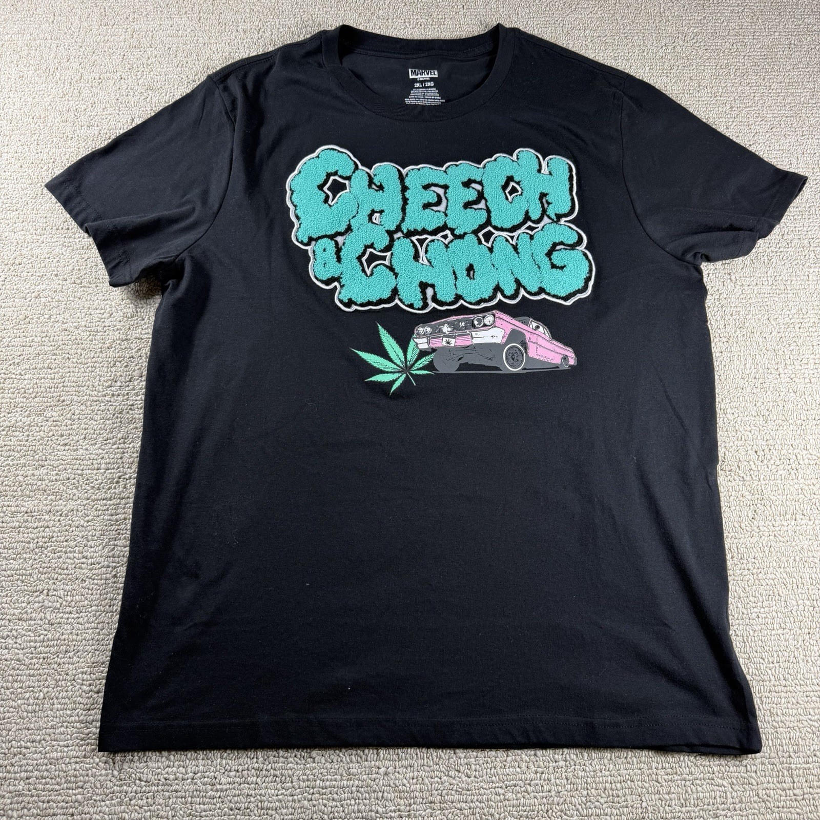 Marvel Cheech and Chong Puffy Embroidered Logo T-shirt Black Men’s Size XXL gallery