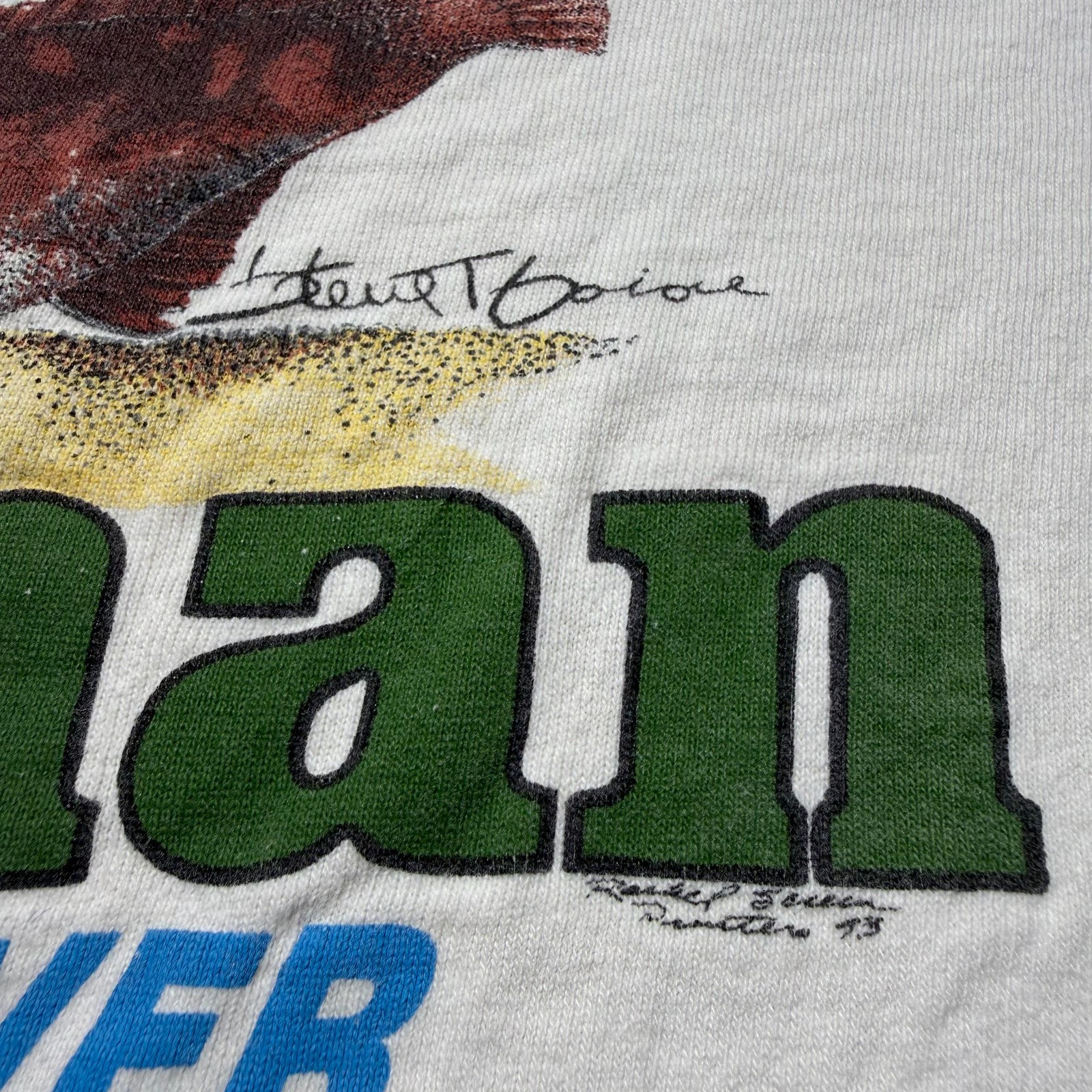 Vintage 1993 The Fisherman Bottom Fishing Fever Pocket Graphic T-Shirt - Large gallery