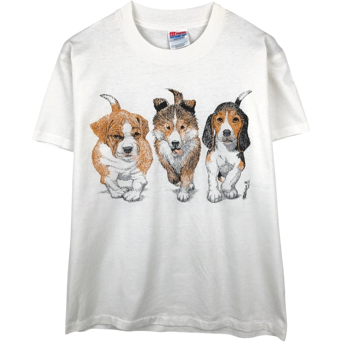 Used 90'S Hanes HEAVYWEIGHT 50/50 Dog Print Animal T-Shirt Men's Size M (app... gallery