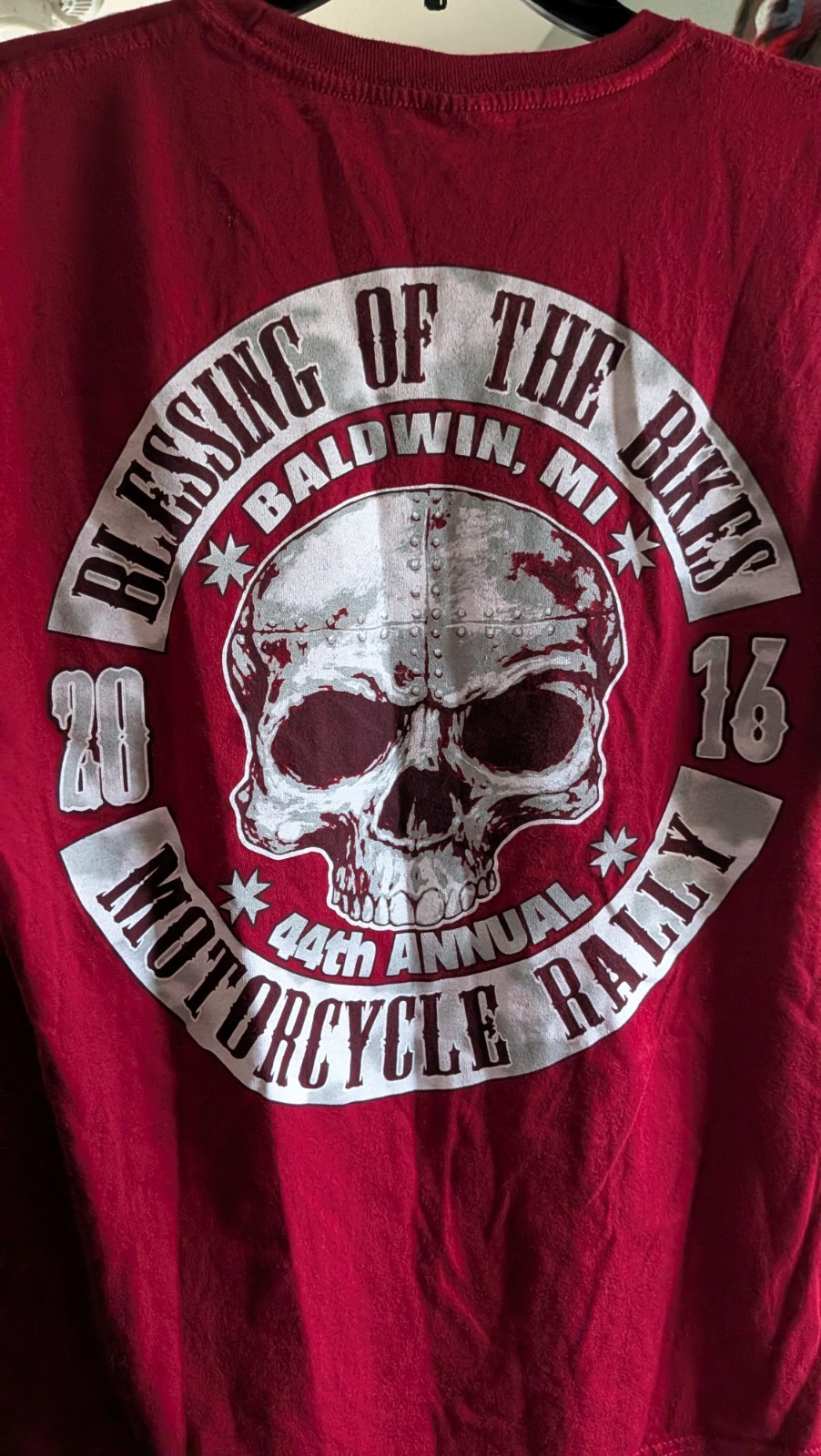 Blessing of the Bikes 2016 44th Annual Motorcycle Rally T-Shirt Crimson Red Larg gallery