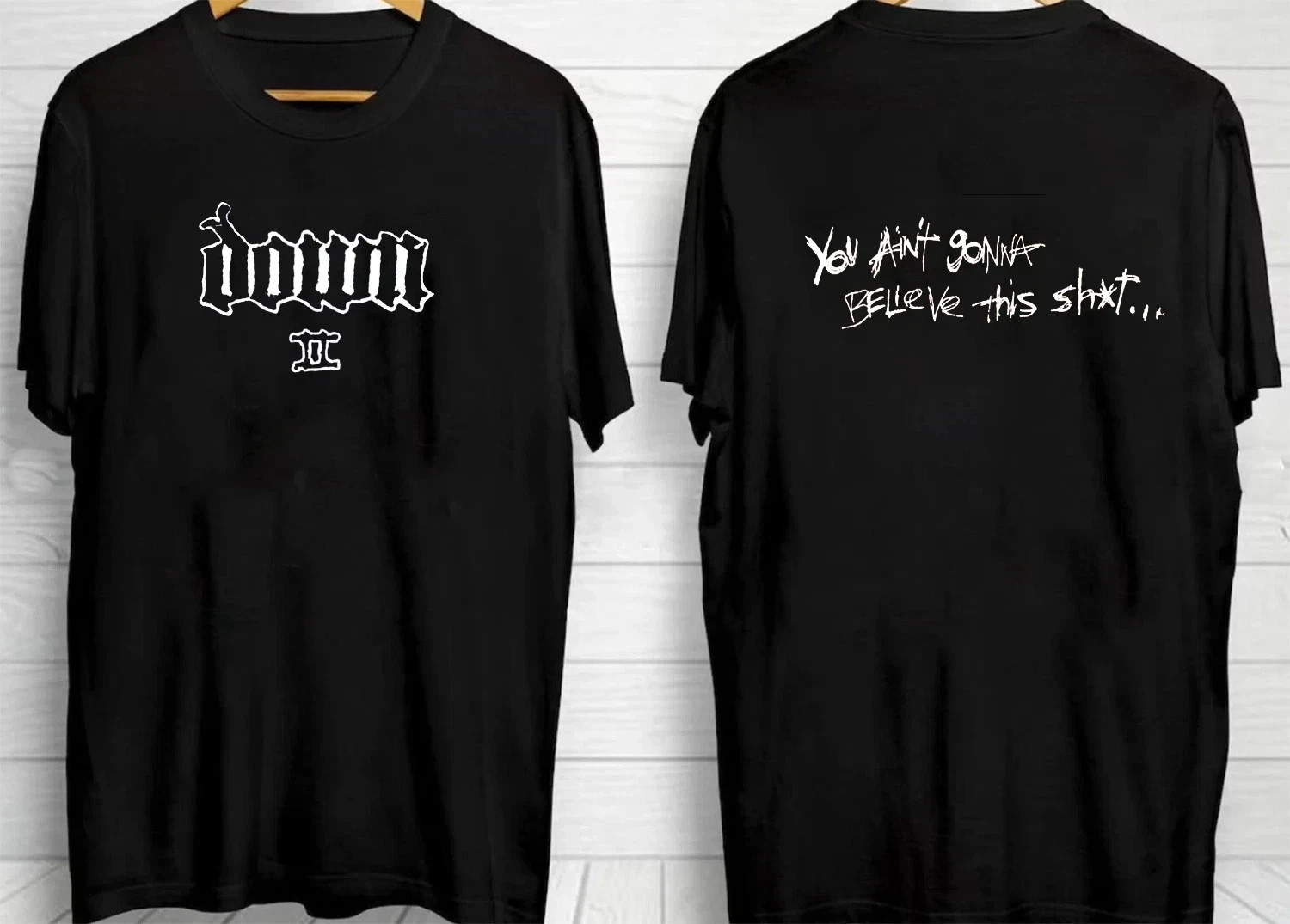 Down Band Down II Collection Black Double Sided T Shirt Full Size S-5XL