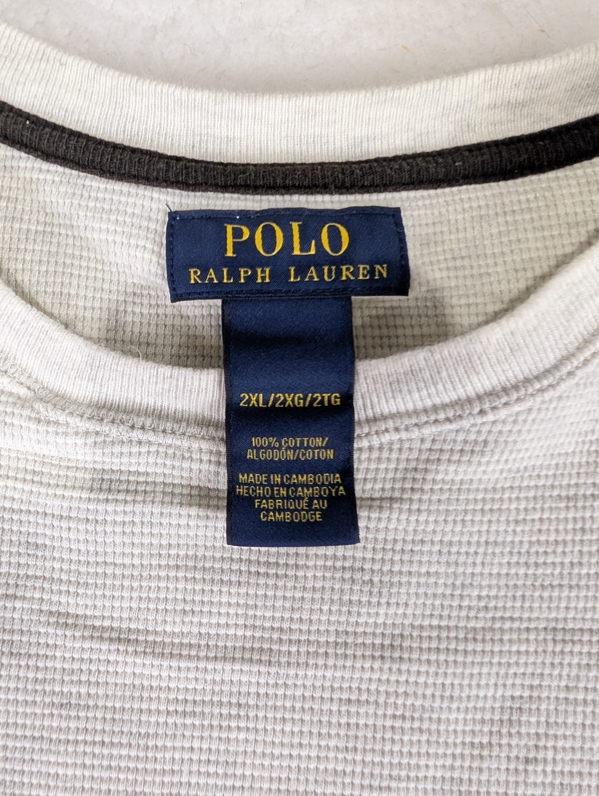POLO RALPH LAUREN Waffle Knit Crewneck Pull-On Thermal White Shirt Men's 2XL gallery