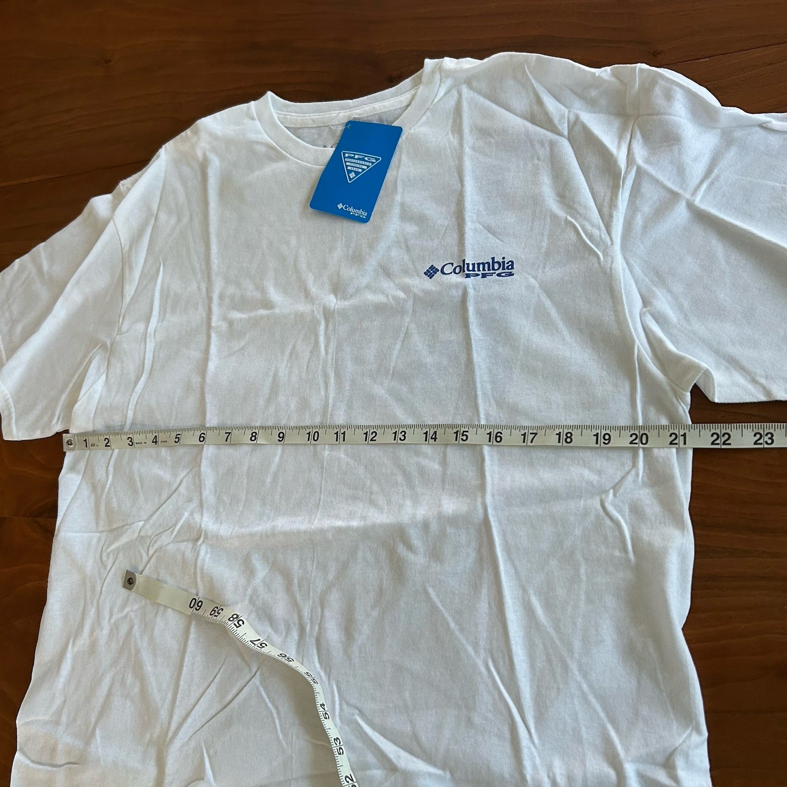 NEW Columbia Shirt Mens Sz Large White PFG Fish American Flag Fishing Outdoor gallery