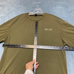 Manfinity WHAT Tee Shirt Mens Large Olive Green Summer Trendy Everyday Wear