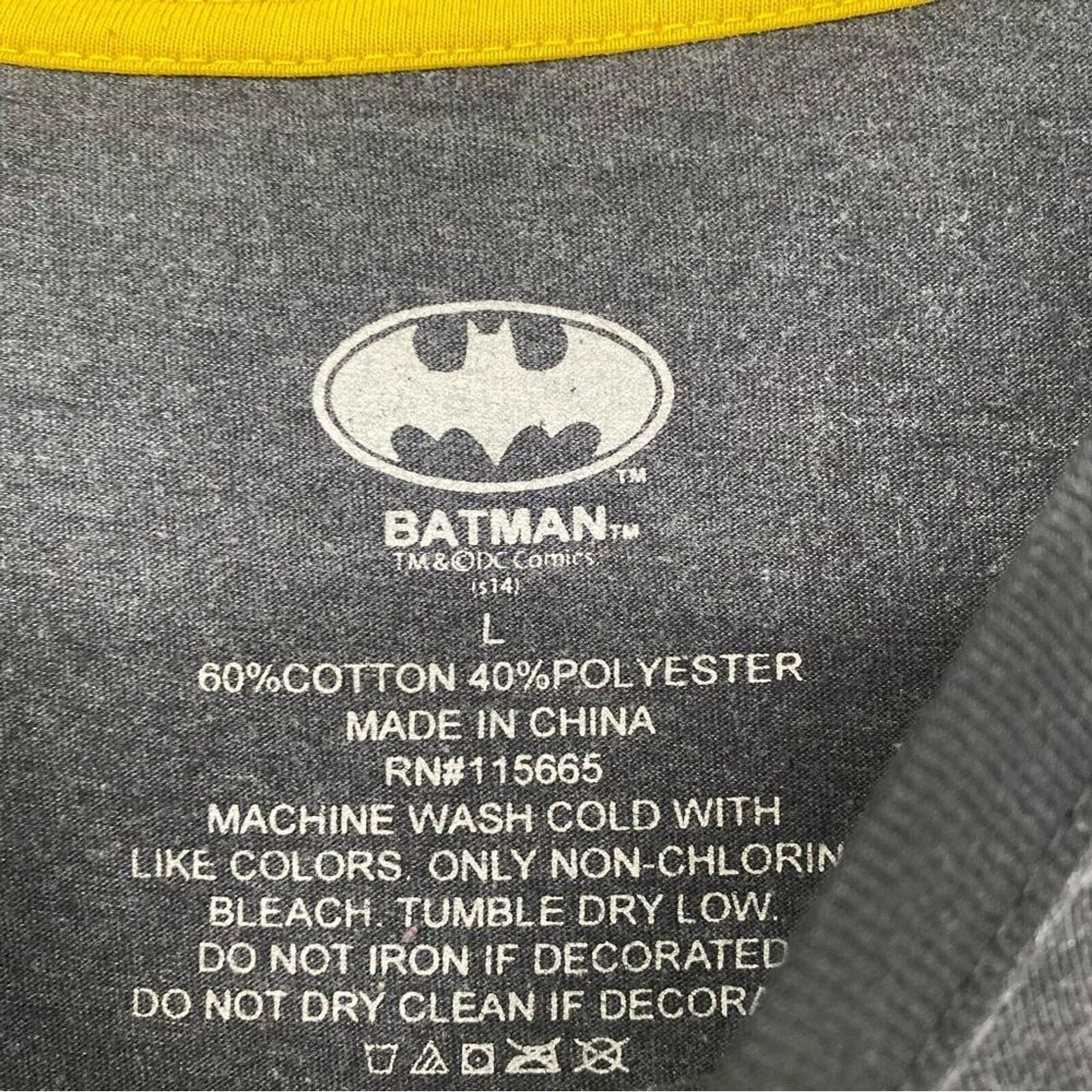 Batman T-Shirt Retro Symbol Dark Gray & Yellow Men's Size | L gallery