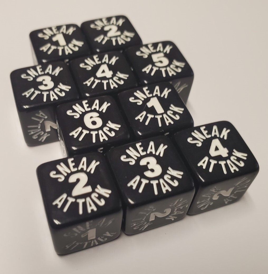 Sneak Attack d6 Dice Compatible with Dungeons and Dragons Rogue (10 Pack) D&D