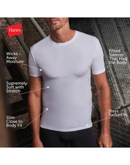 Hanes Perfect Flex Men’s Tee, Black Crewneck Undershirt, 1-Pack