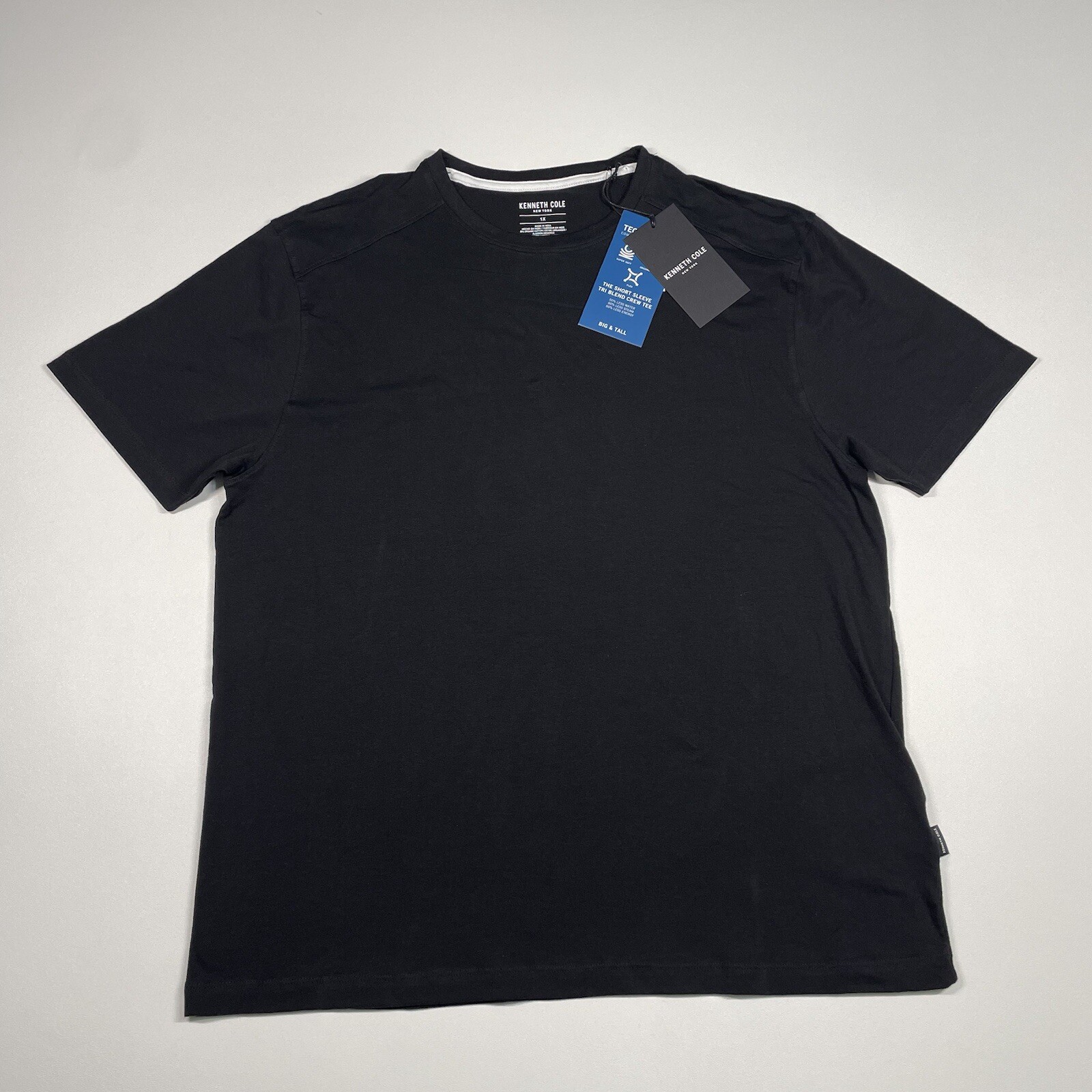 Kenneth Cole Shirt Men’s 1X Big & Tall Black Short Sleeve Tri Blend Tee NEW