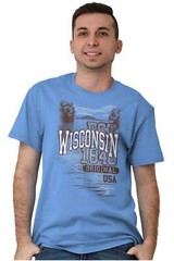 Wisconsin Badger State Camping Souvenir USA Adult Short Sleeve Crewneck Tee