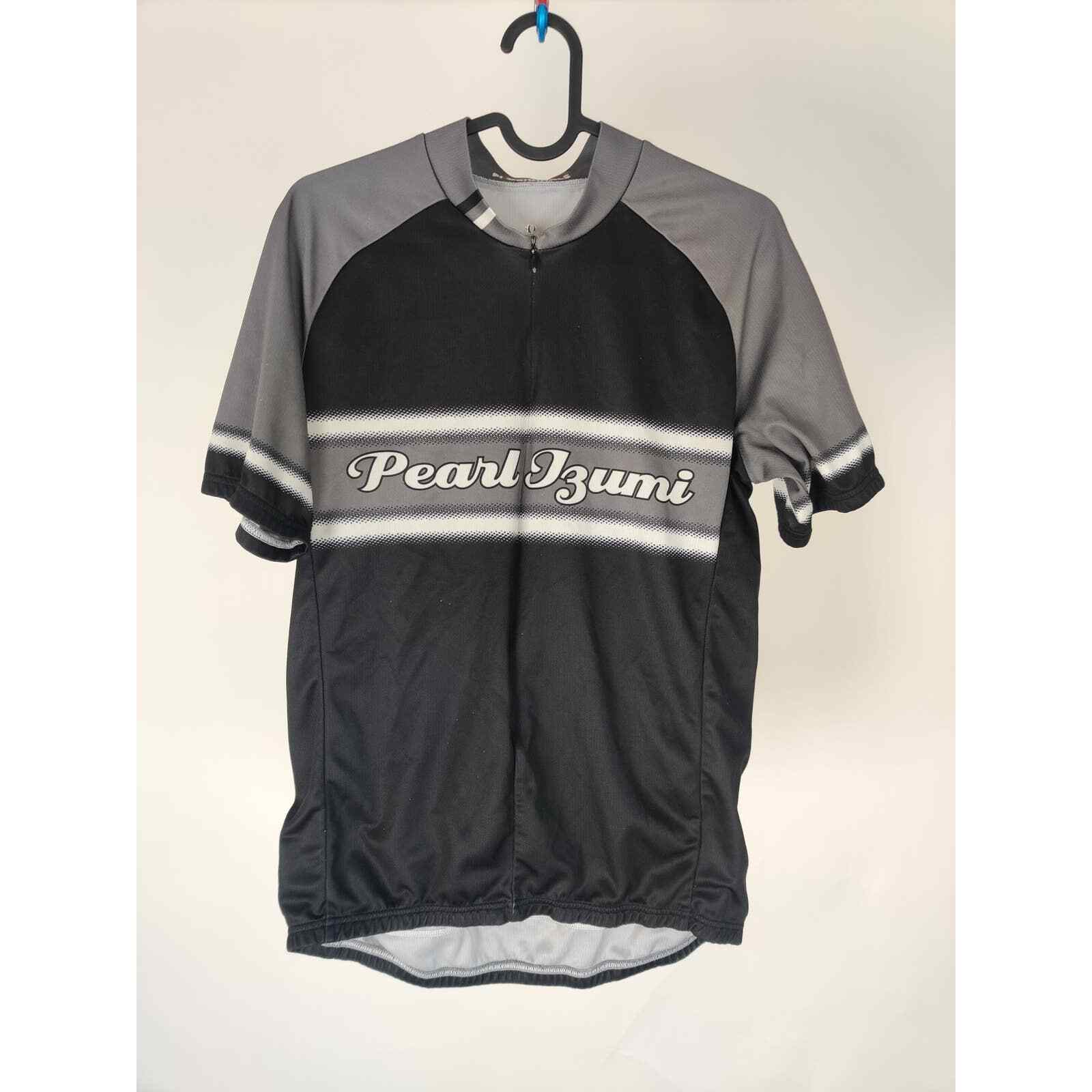 (V) Pear Izumi Men cycling jersey sport black/gray 3/4 zip sz M