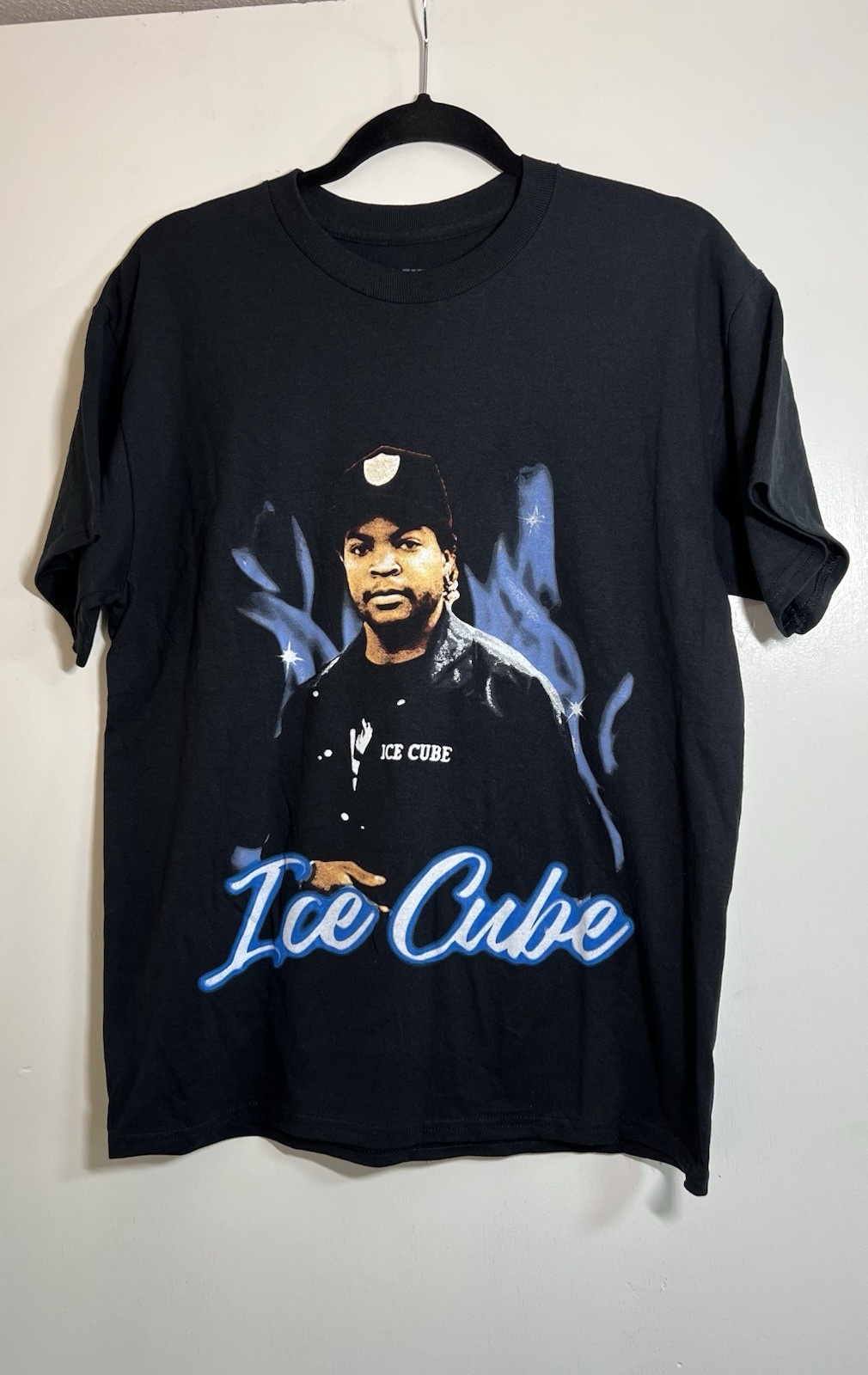 Ice Cube Graphic T-Shirt Mens Medium Black Blue Flames Rap Tee Official 2022 gallery