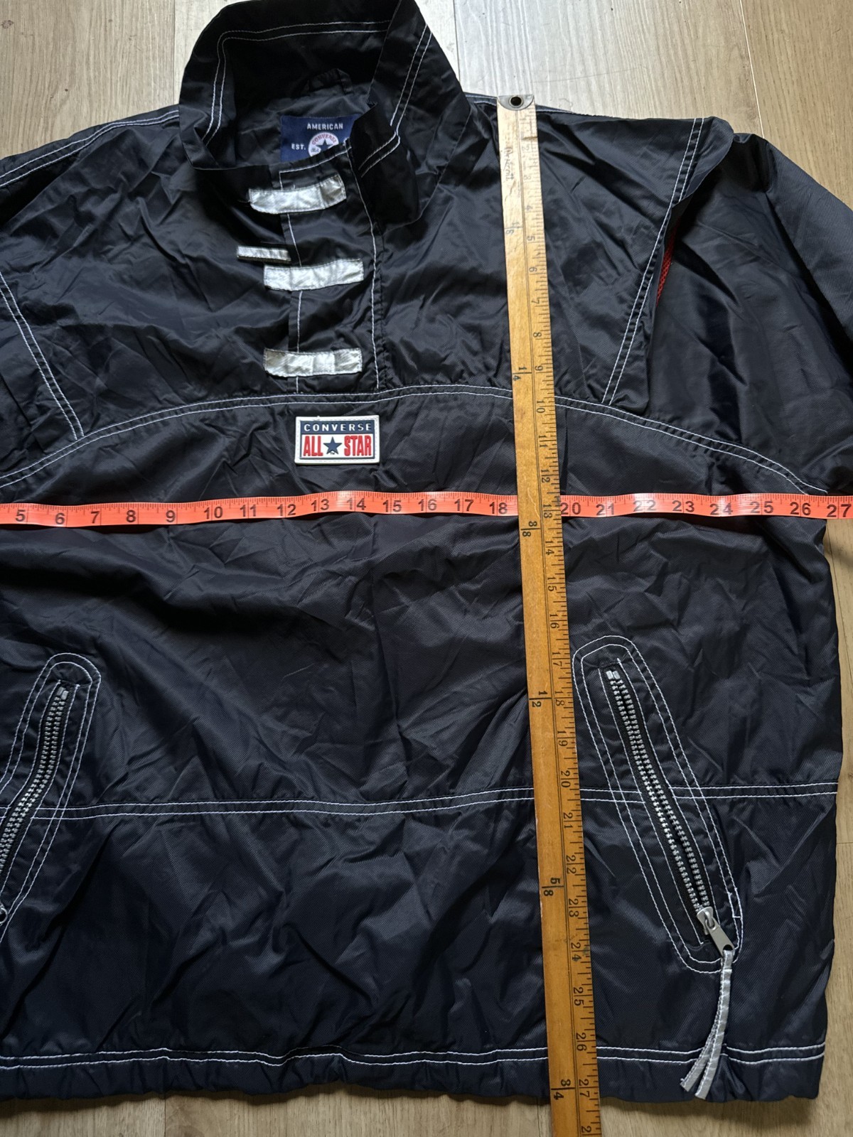 Converse Navy Stitch Logo Patch Old Skool Half-Zip Pullover Anorak XL gallery