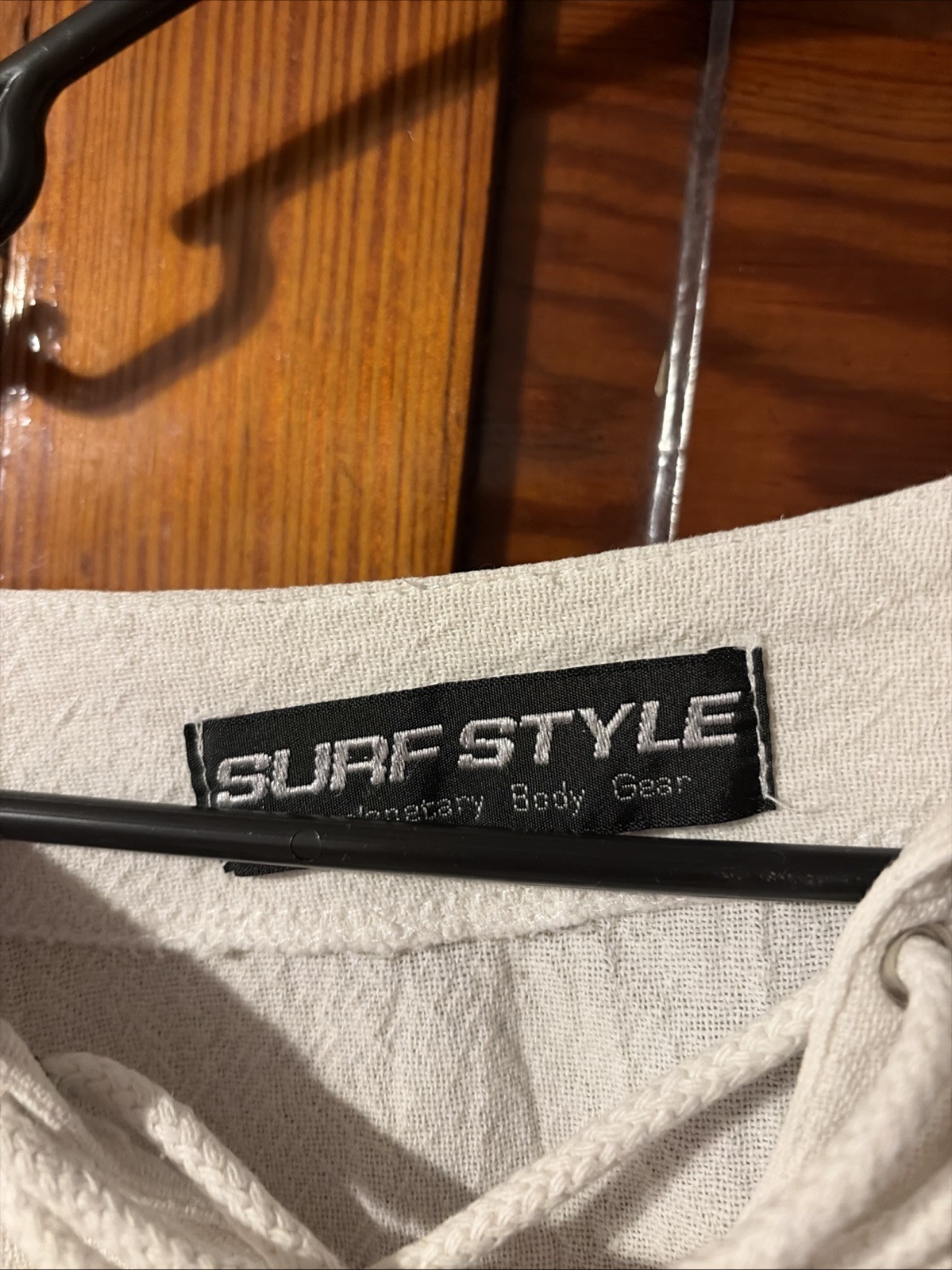 surf style interplanetary body gear White Cotton Lace Up Top, Unisex, Size Large gallery