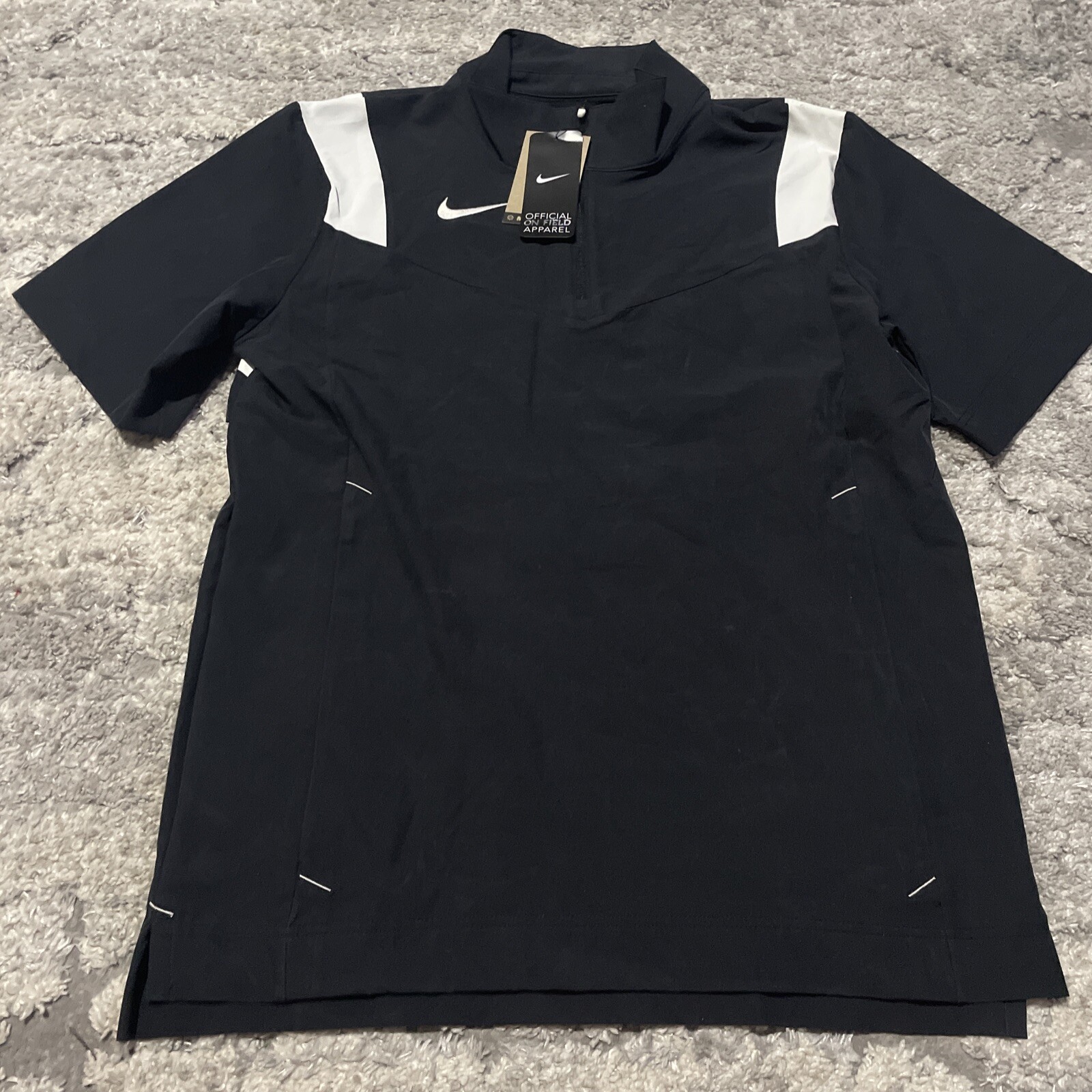 Nike Football Coach Performance Sideline 1/4 ZIP SS Jacket Black Mens Size Small