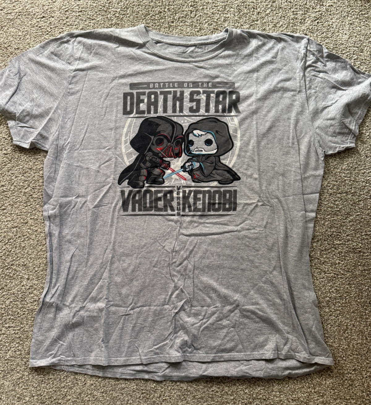 Funko Pop! Tee Star Wars Battle of the Death Star Grey Vader Kenobi T-shirt 2X