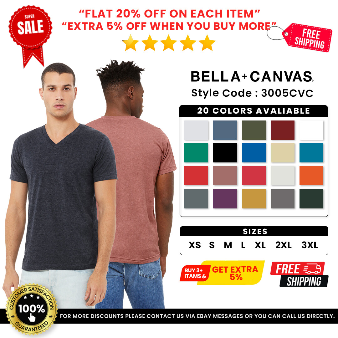 Bella + Canvas 3005CVC Mens Heather Blend CVC V-Neck Tee Short Sleeve T-Shirt gallery