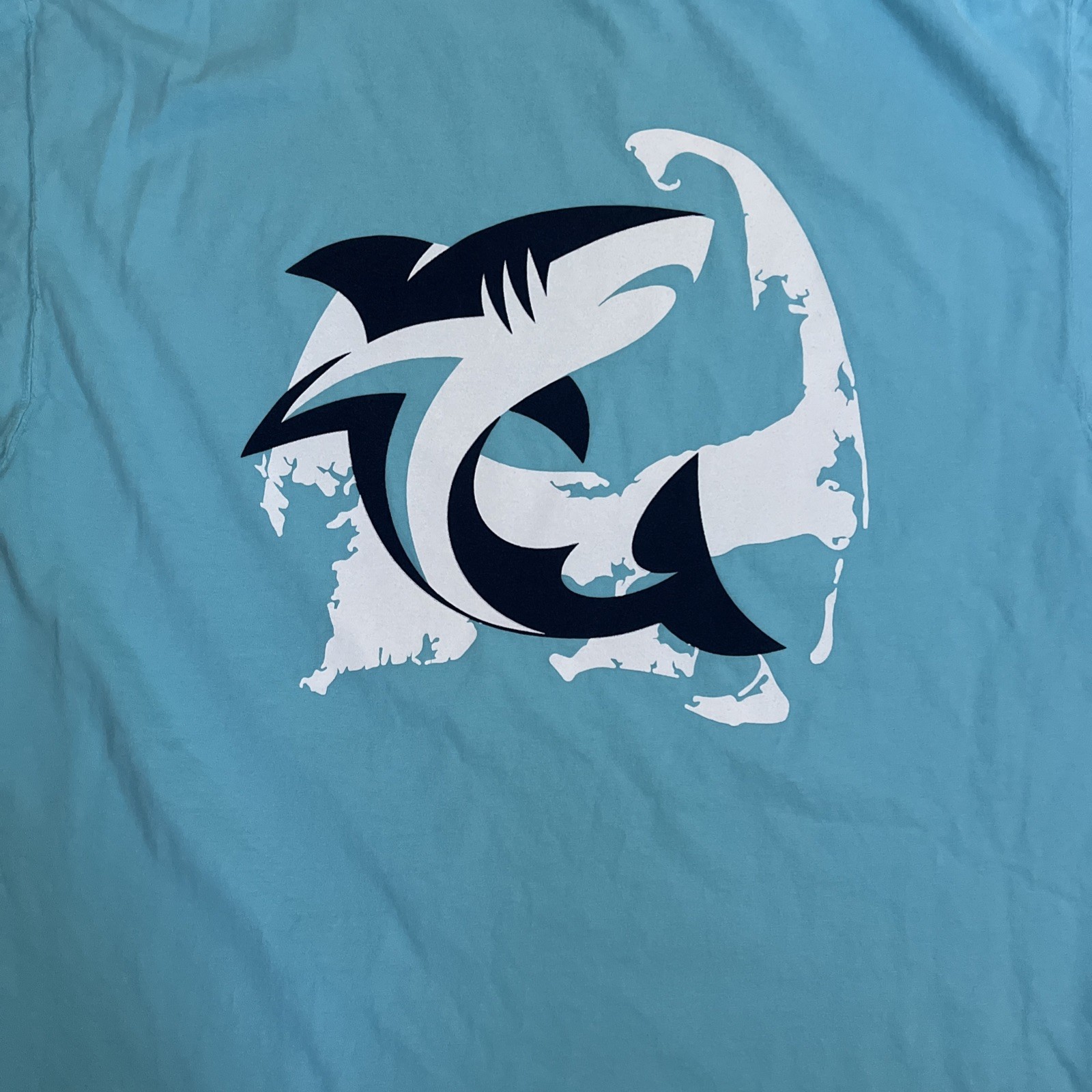 Comfort Wash Mens T Shirt Cape Cod Double Sided Shark Blue Size Large gallery