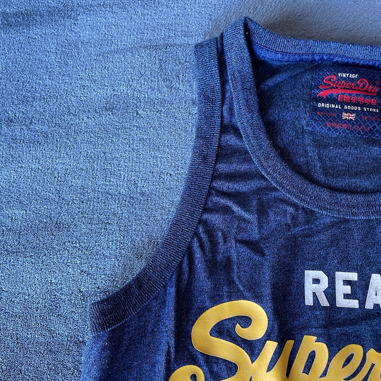 Vintage Super Dry Japan Blue Tank Top Size Medium gallery