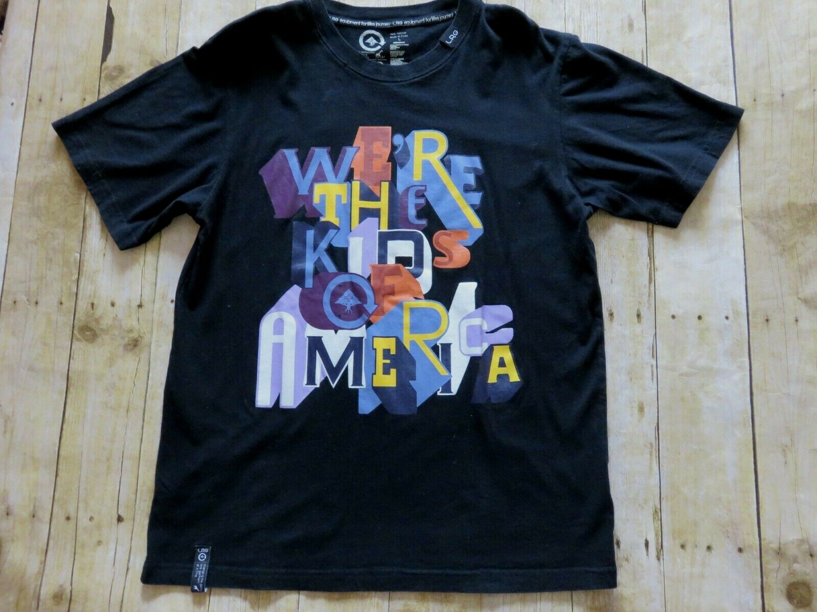 LRG Lifted Research Group Graphic Black T Shirt We Are The Kids Of America L gallery