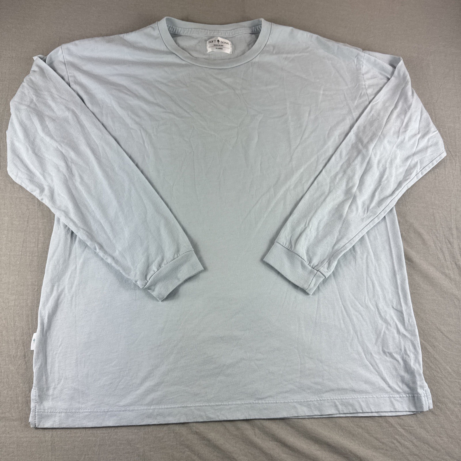 Soft Serve Supima Cotton Shirt Mens XL Blue Long Sleeve Organic Cloud USA Made gallery