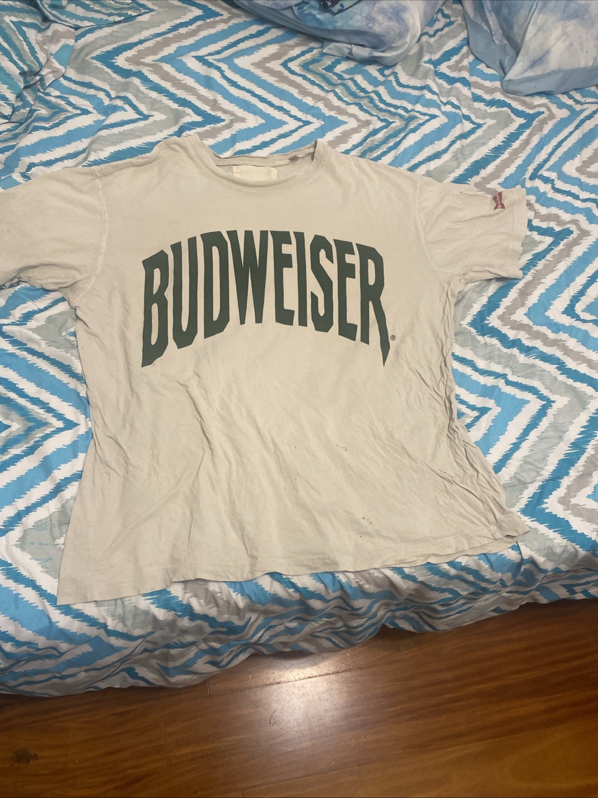 Vintage Budweiser Girl Boy Frogs Moon Beer Large T-Shirt Bud Weis Er Er Er NOS