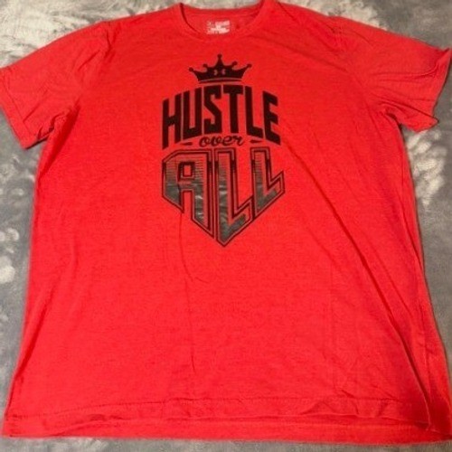 Under Armour HeatGear Hustle Over All Red Graphic T-Shirt Mens 2XL Loose Fit