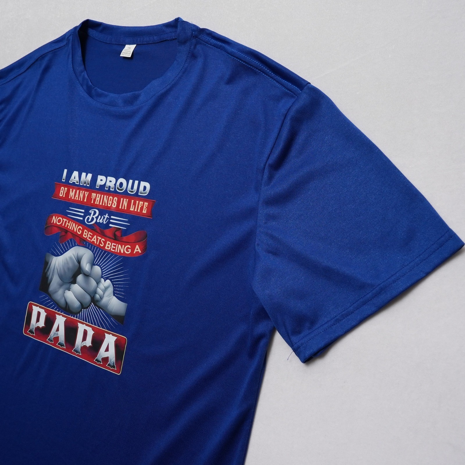 Papa Graphic T Shirt Mens 1XL Blue Fathers Day Dad Gift Fist Bump Tee gallery