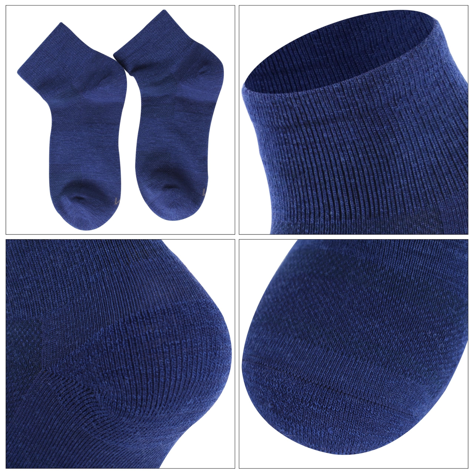 Merino Wool Ankle Socks 3-Pack Blue Medium Moisture-Wicking for Casual Running gallery