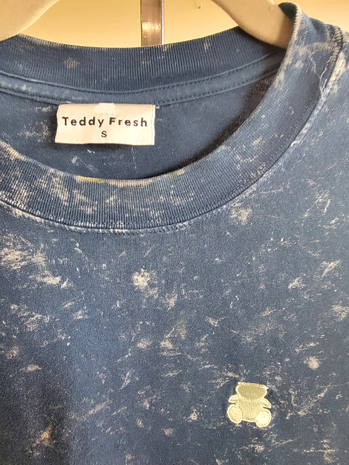 Teddy Fresh Blue Acid Wash T‑Shirt Small S Barely Worn Embroidered Bear gallery