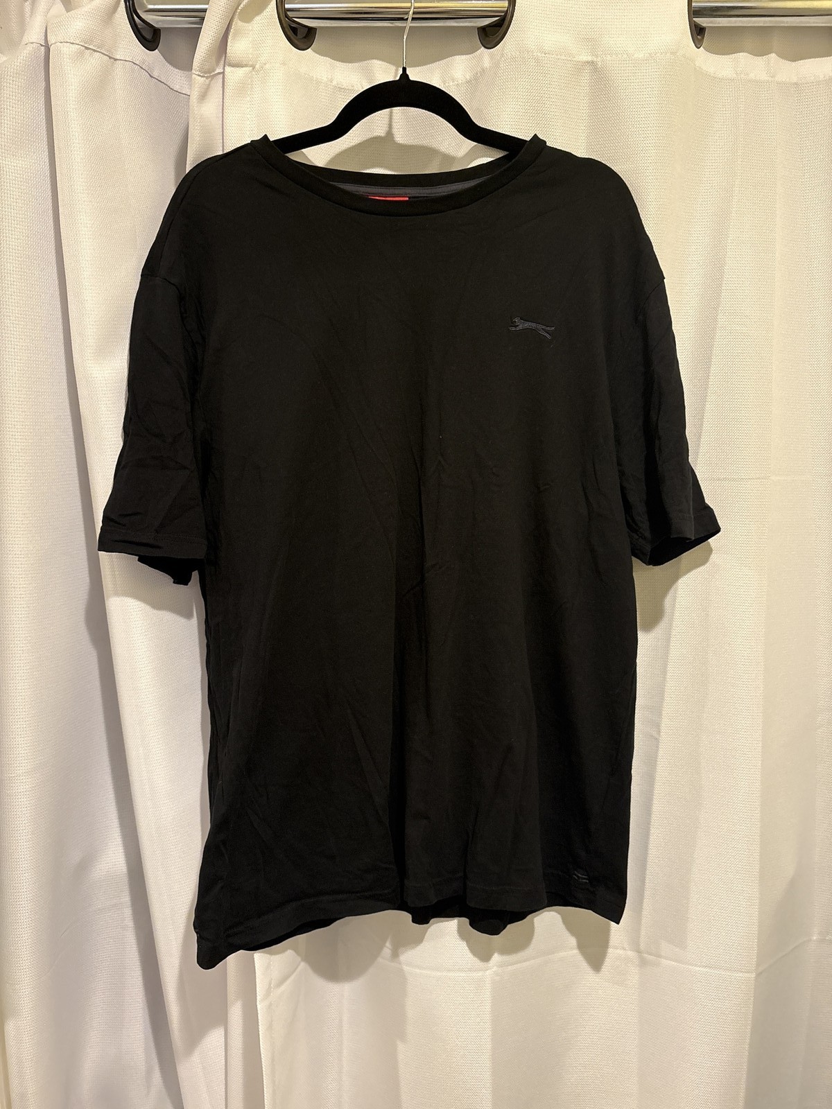 Slazenger Black T-Shirt Men’s US 2XL Short Sleeve Crew Neck Embroidered Logo