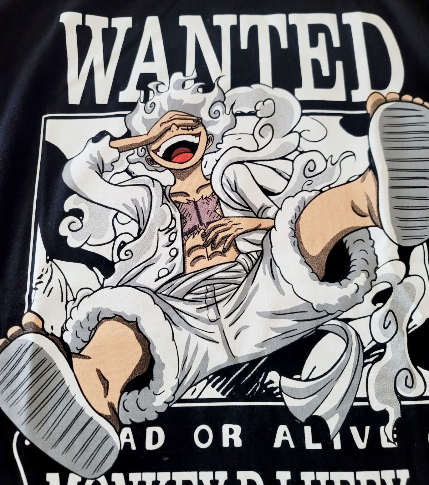 One Piece Monkey D. Luffy Graphic Print Black Cotton Men's T-Shirt Size L gallery