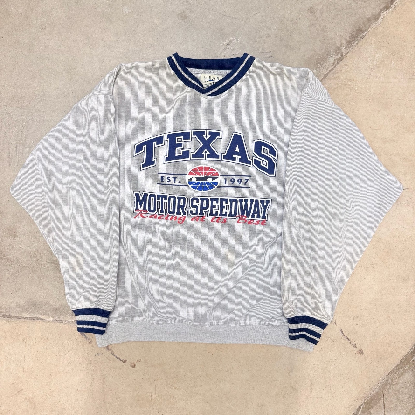 Vintage 90s Gear For Sports Texas Motor Speedway Graphic Ribbed Crewneck