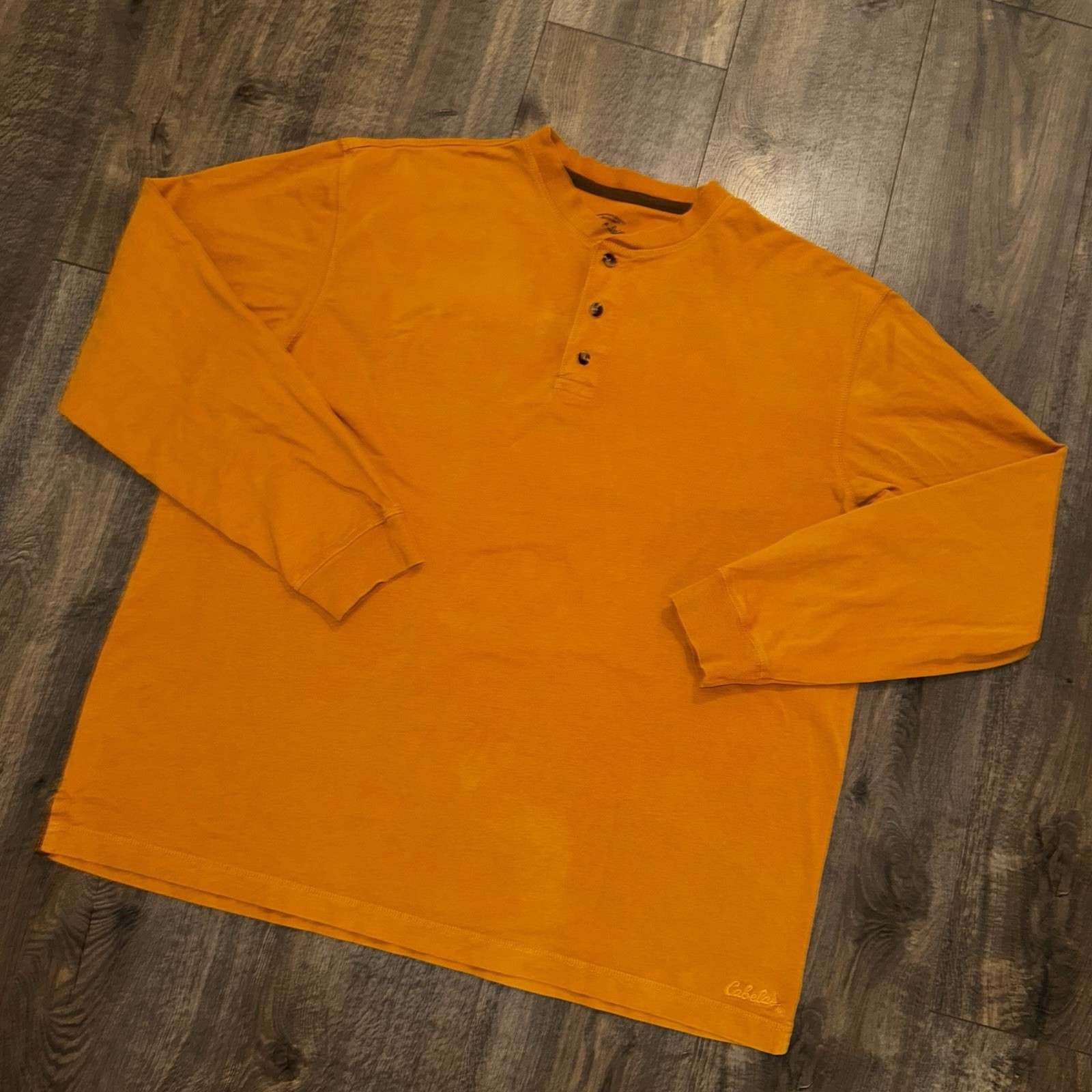 Cabela's Shirt Henley Long Sleeve Mens XL Burnt Orange Outdoors Camping Hunting gallery