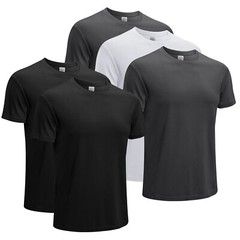MEETYOO 5 Pack Summer Men Short Sleeve ComfortSoft Lightweight Polyester T Shirt