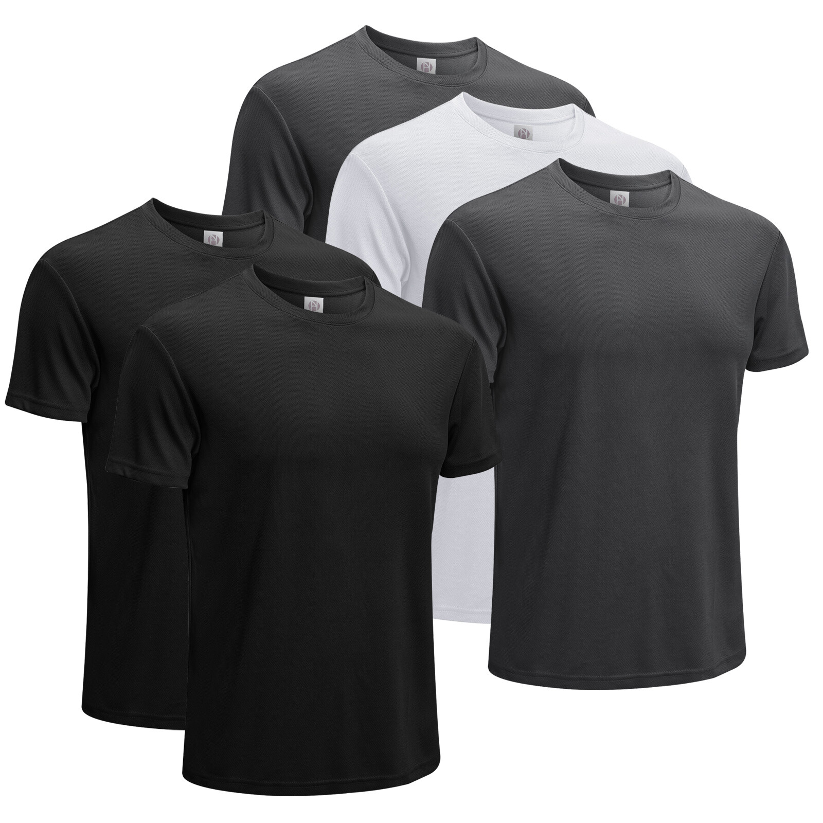 Pack of 5 Men Active Athletic Crew Neck T Shirts Running Workout Hiking Swim gallery