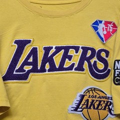 Pro Standard NBA LA Lakers Yellow Short Sleeve Embrodiered Tee Shirt 5 Patches