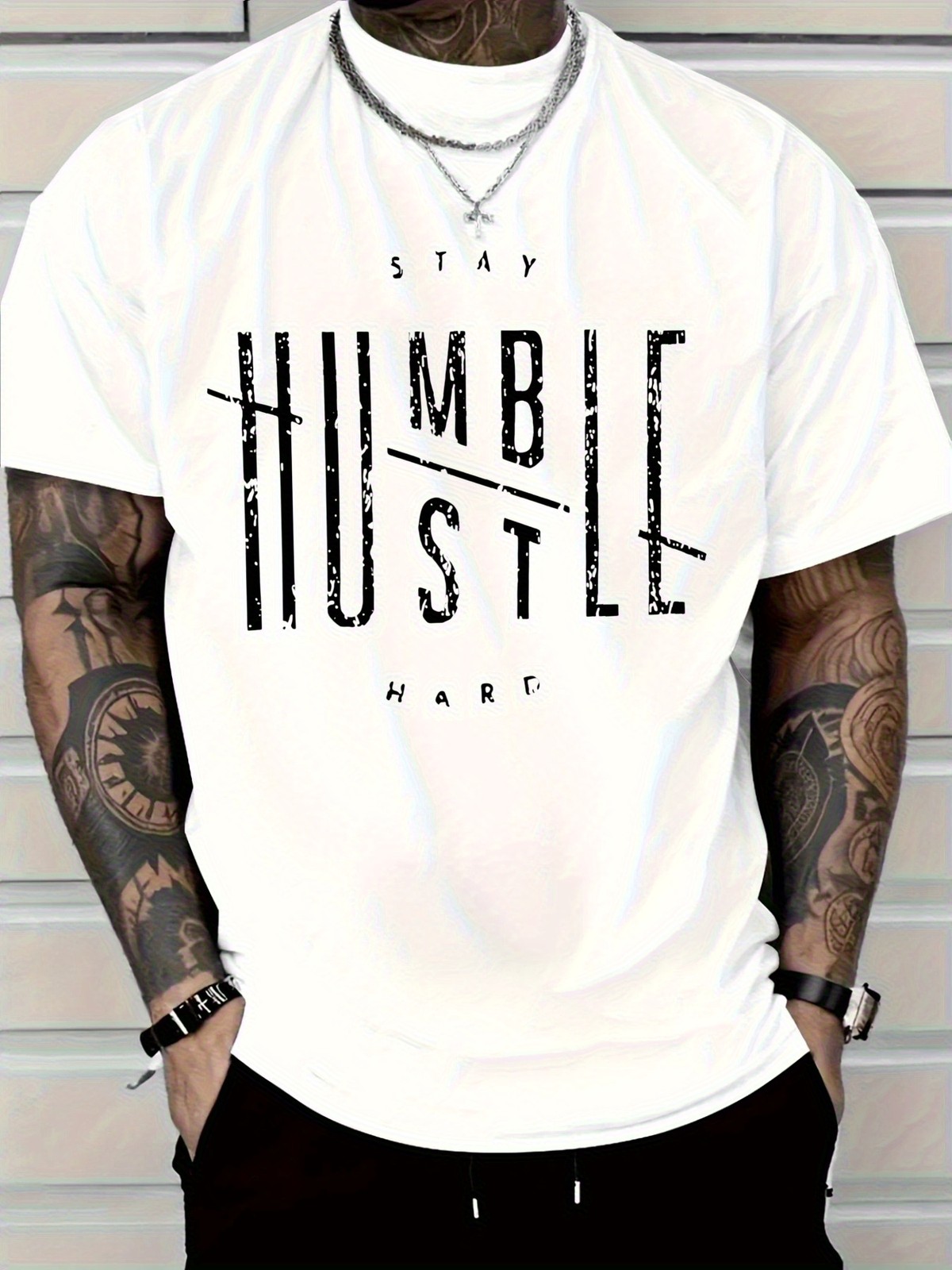 Stay Humble Hustle Hard T-Shirt | Distressed Minimalist Urban Graphic Tee gallery