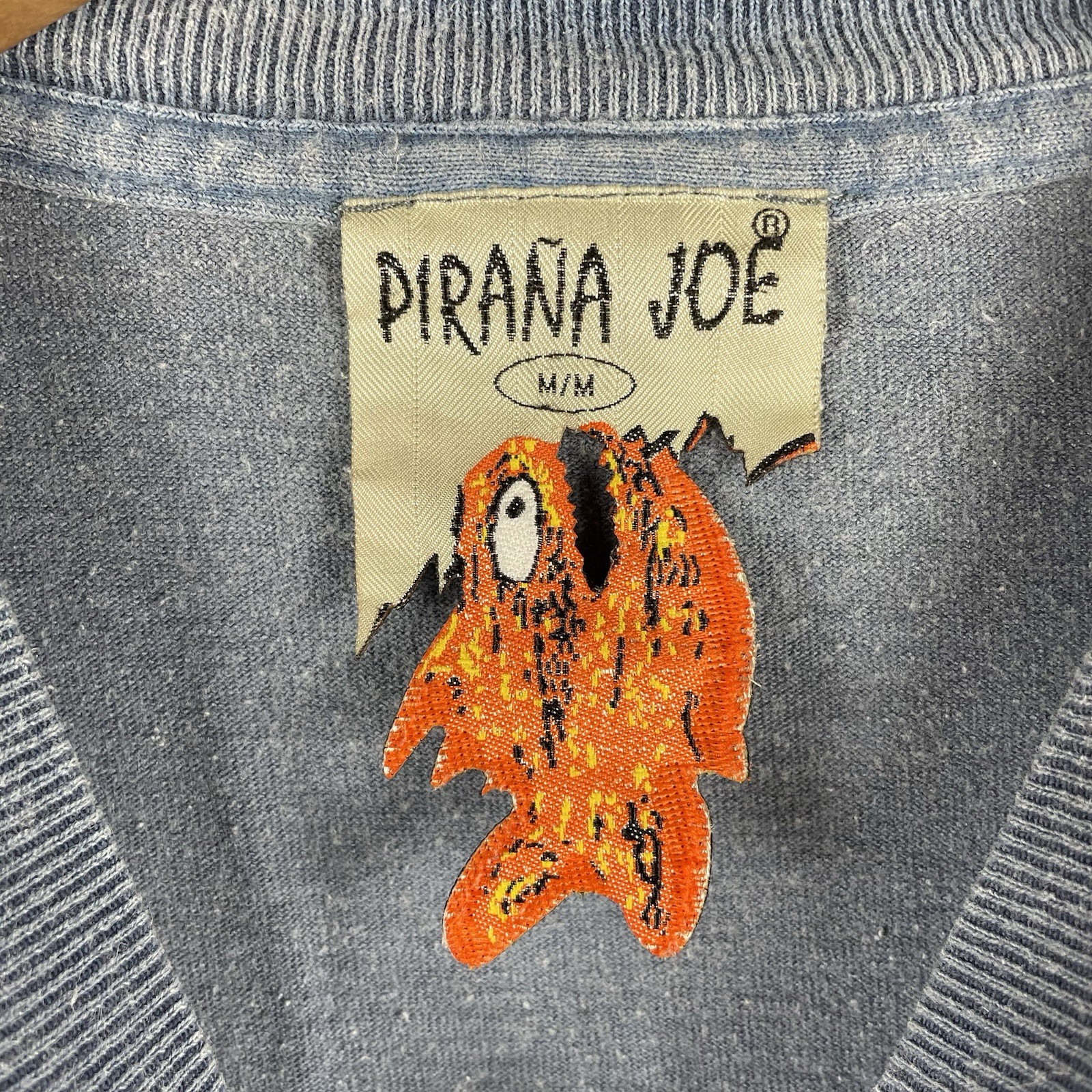 Pirana Joe Shirt Mens Medium Blue Logo Cozumel Mexico Vacation gallery
